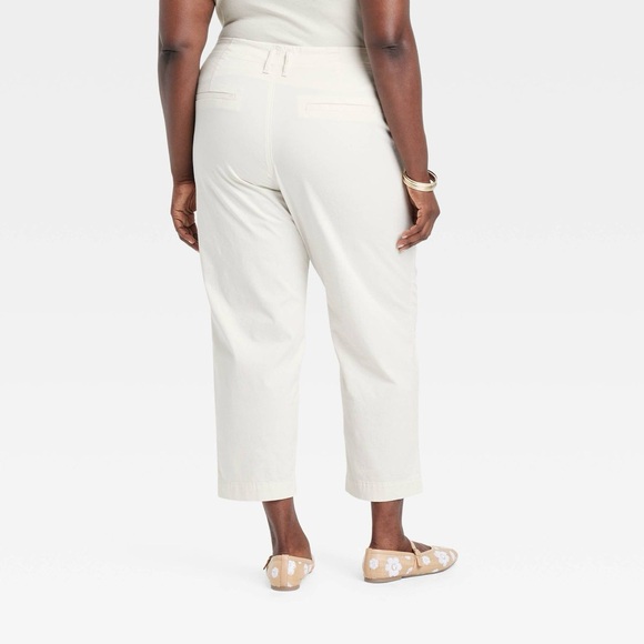 🆕 a new day Women's High-Rise Tapered Ankle Chino Pants Off White Var Sizes NWT - Picture 4 of 12